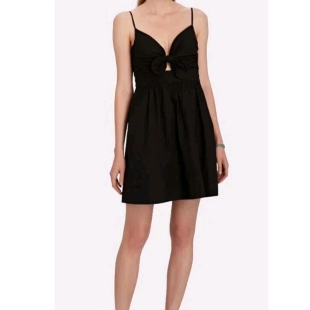 A.L.C. Dani Black Cotton Tie Front Mini Dress Sweetheart Neckline Size 0